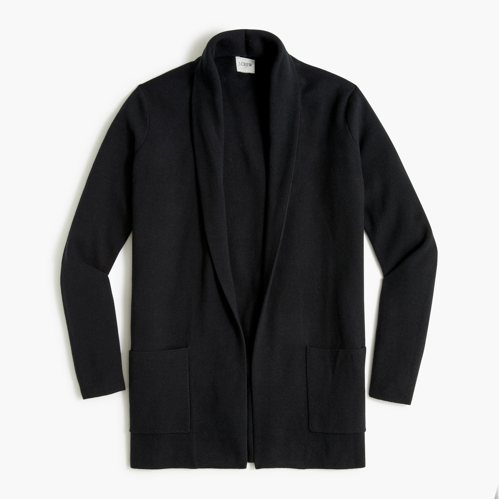 J.Crew Black Chelsea Shawl Open Front Sweater Knit Cardigan Blazer Size Large