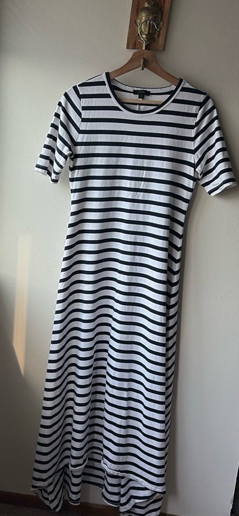 J. Crew Striped Knit Maxi Icon White and Navy Size Small