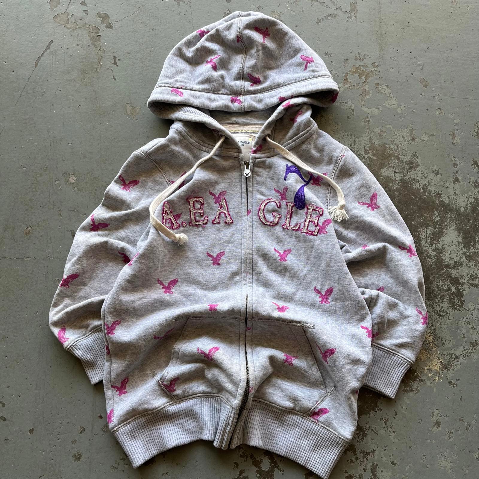 Vintage Y2K AOP American Eagle Full Zip Grunge Hoodie