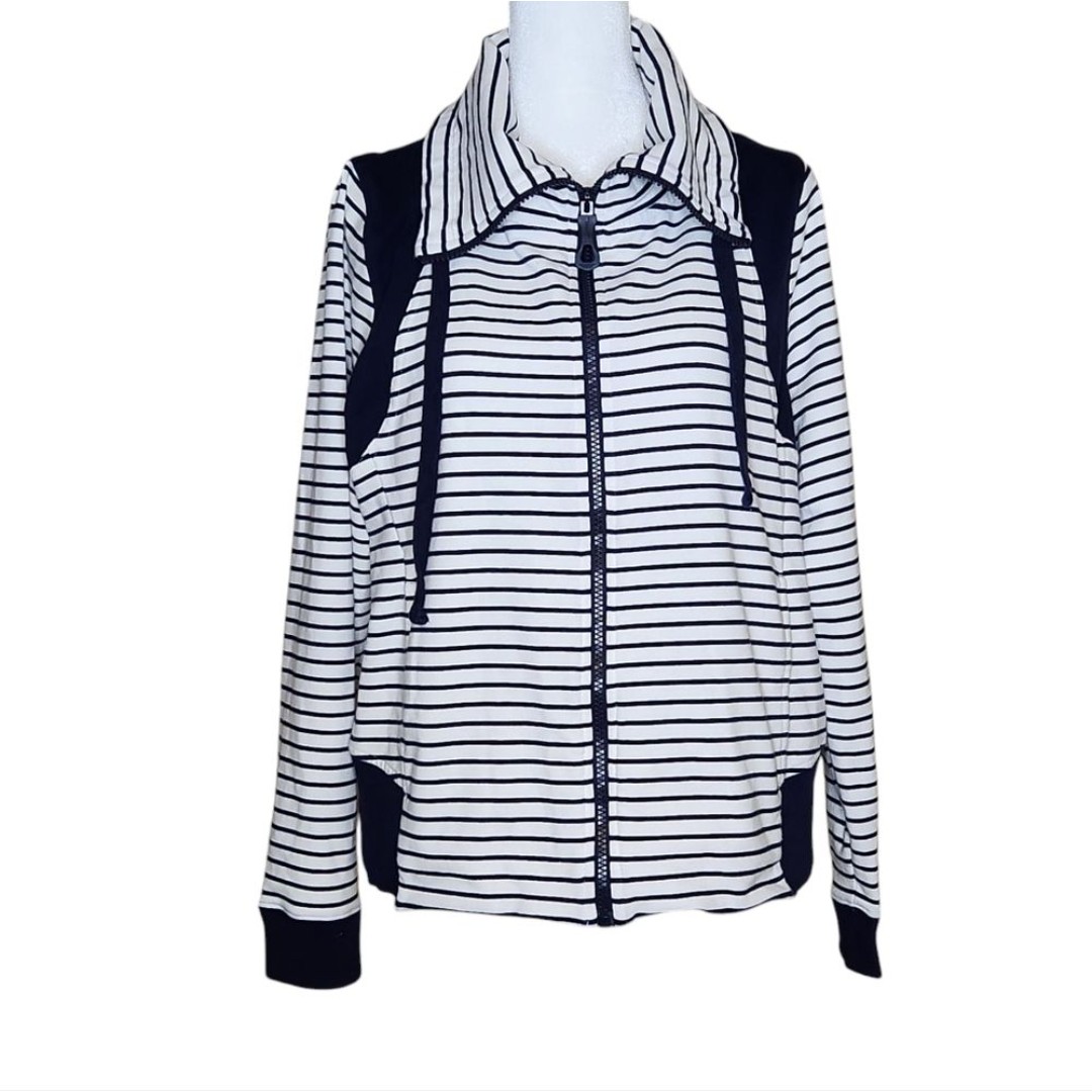 Ralph Lauren Active Zip Front Sweatshirt Jacket Navy White Mariner Stripe XL