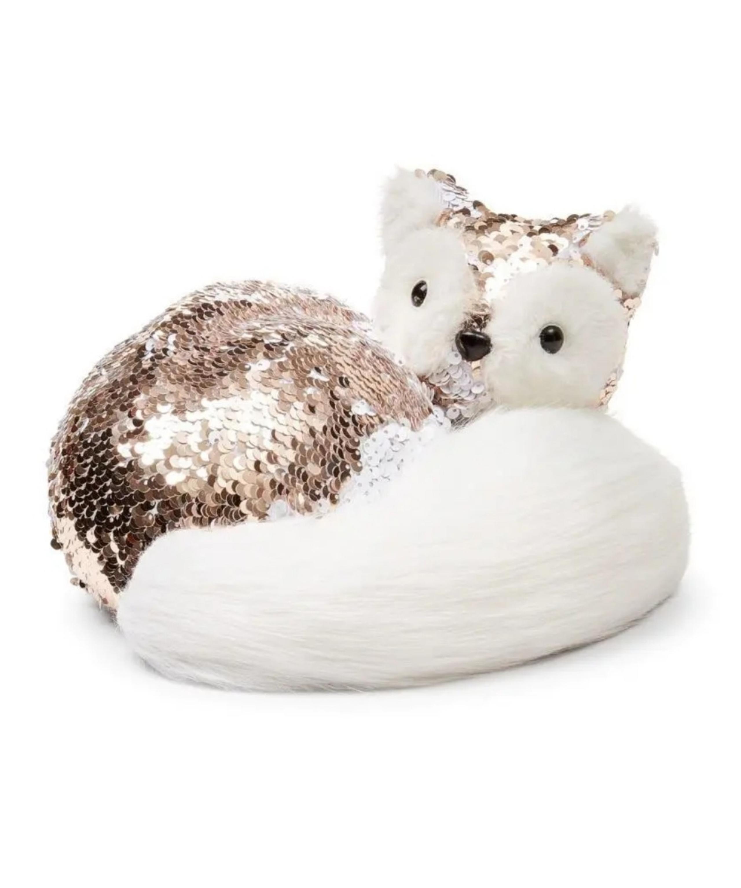 Holiday Lane Shimmer and Light Rose Gold-Tone Sequin Fox Christmas Decor