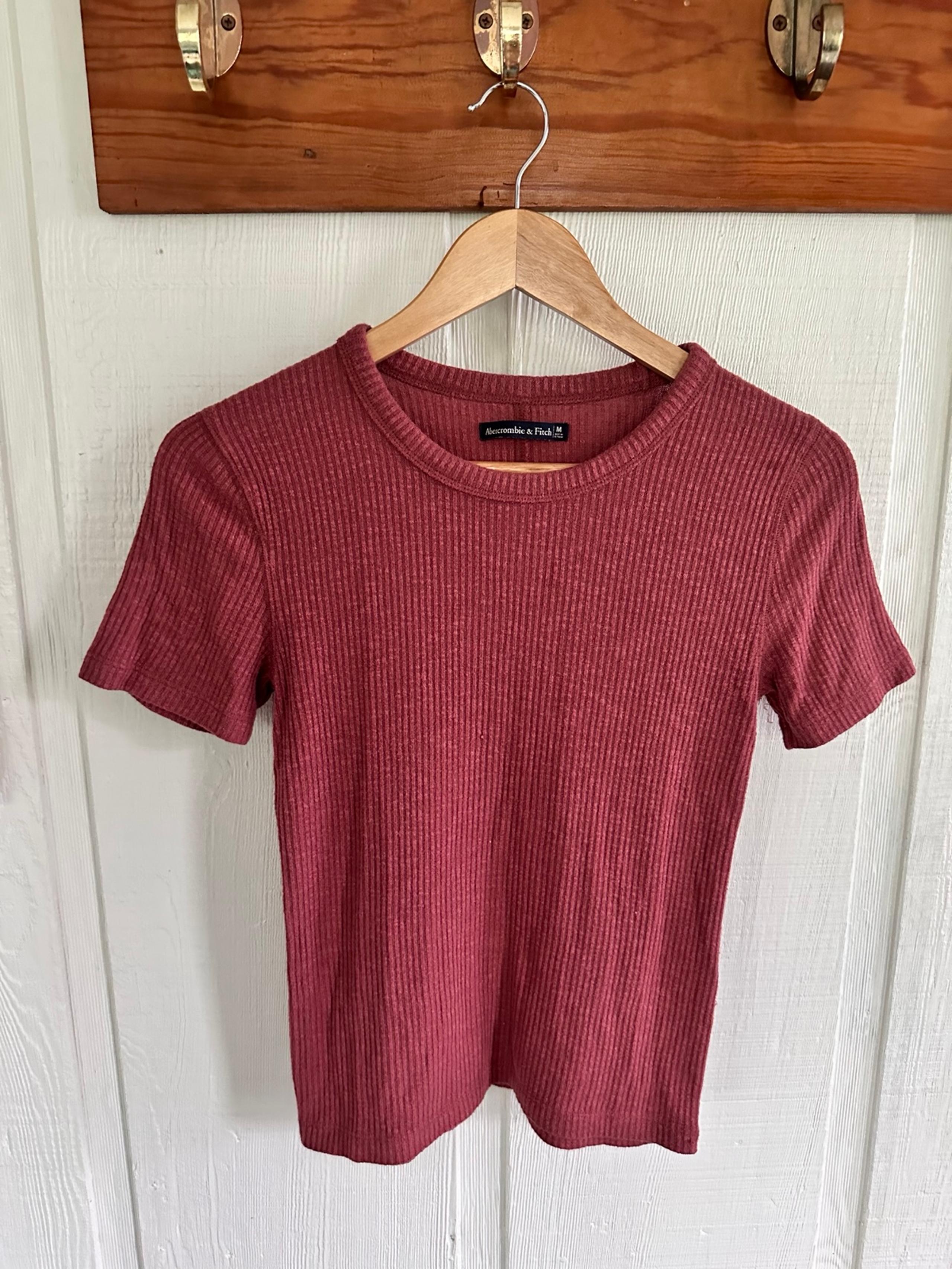 Abercrombie & Fitch Ribbed Short Sleeve Casual Basic T Shirt