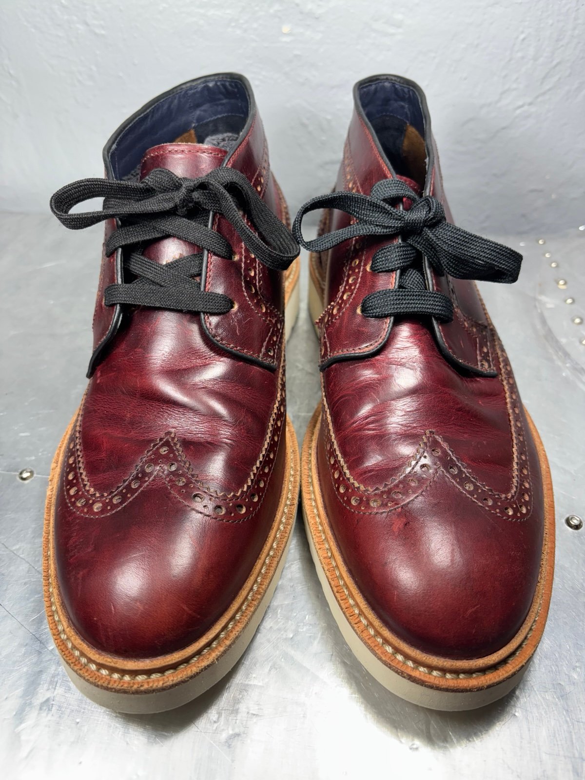 Men's Cole Hann Burgundy Leather Brogue Boots