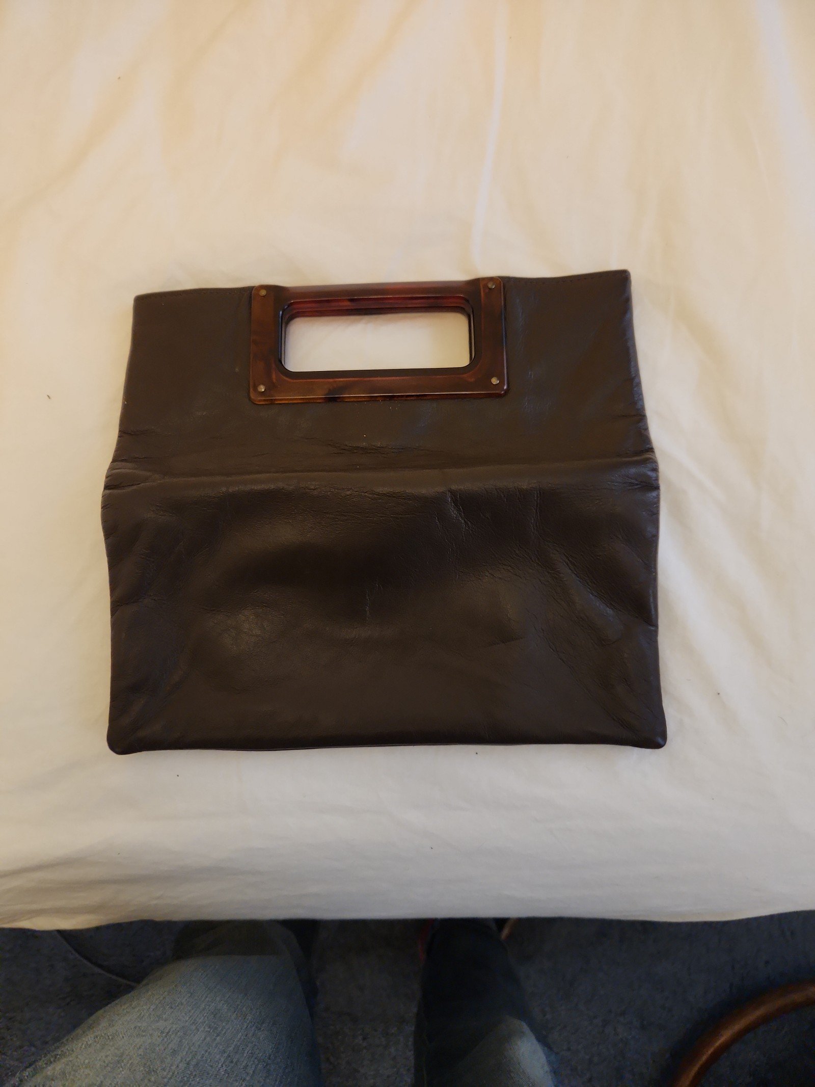 Leather brown clutch