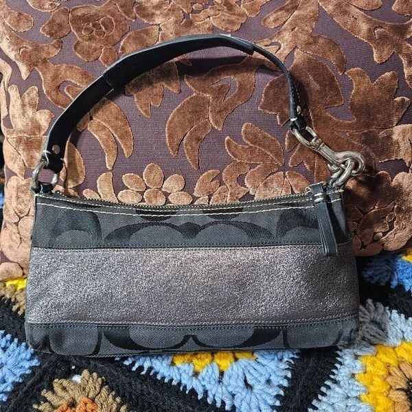 Coach y2k Anniversary Near Vintage Baguette Shoulder Bag in Black with Lurex
