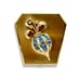 Vintage Golden Blue Rhinestone Stylized Fleur-de-lis Mirror Powder Compact