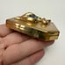 Vintage Golden Blue Rhinestone Stylized Fleur-de-lis Mirror Powder Compact
