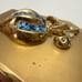 Vintage Golden Blue Rhinestone Stylized Fleur-de-lis Mirror Powder Compact
