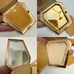 Vintage Golden Blue Rhinestone Stylized Fleur-de-lis Mirror Powder Compact