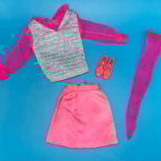 Vintage Mod Barbie Doll #1866 Movie Groovie Near Complete Outfit Skirt Stocking