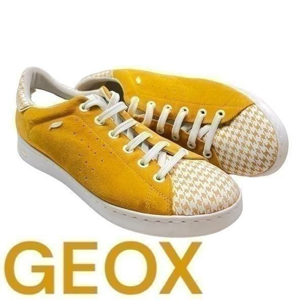 Geox Respira Women's Suede Low Top Trainers Sneakers Shoes White Yellow Size 6