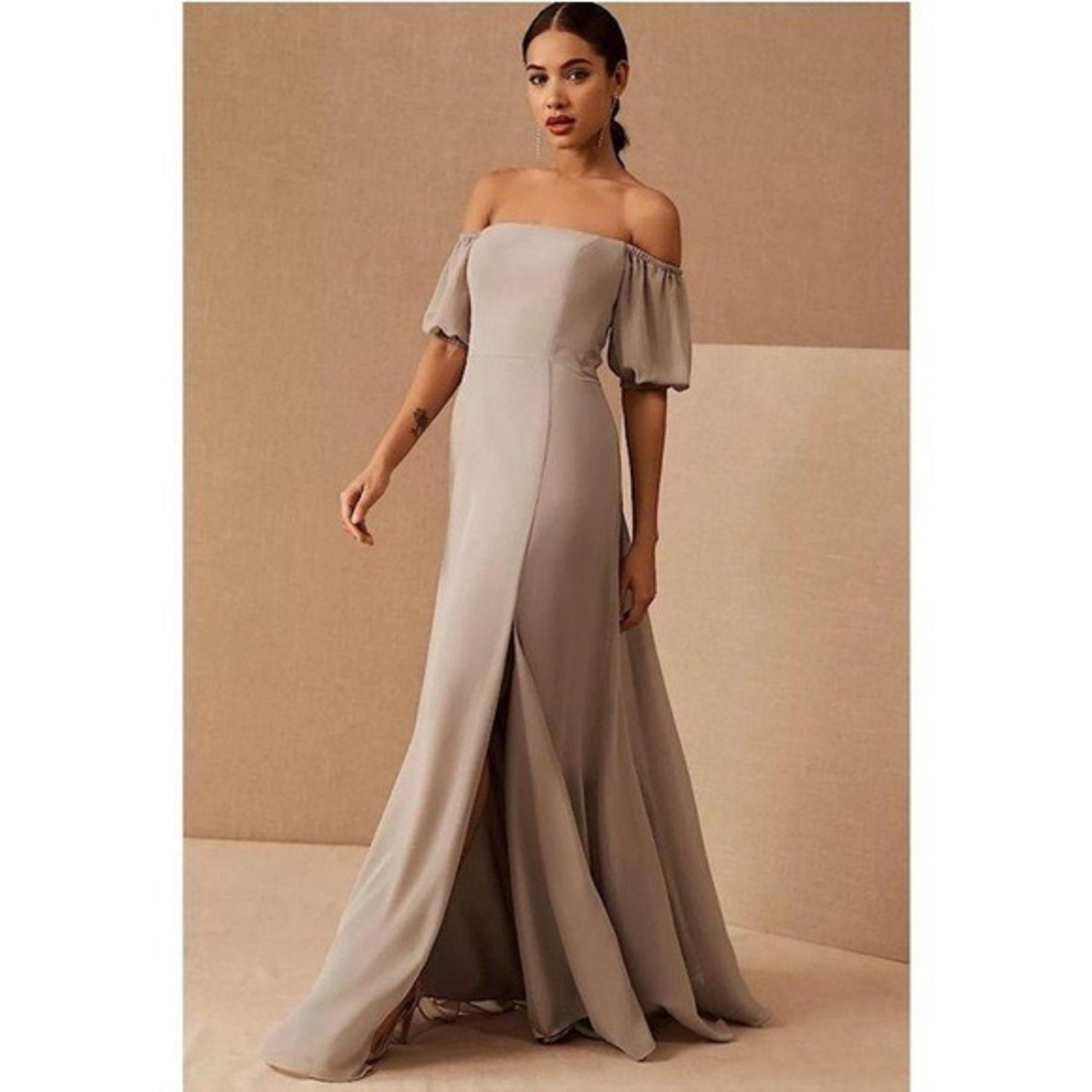 BHLDN Jenny Yoo Jamie Chiffon Off-the-Shoulder Maxi Dress Formal Event Taupe 22