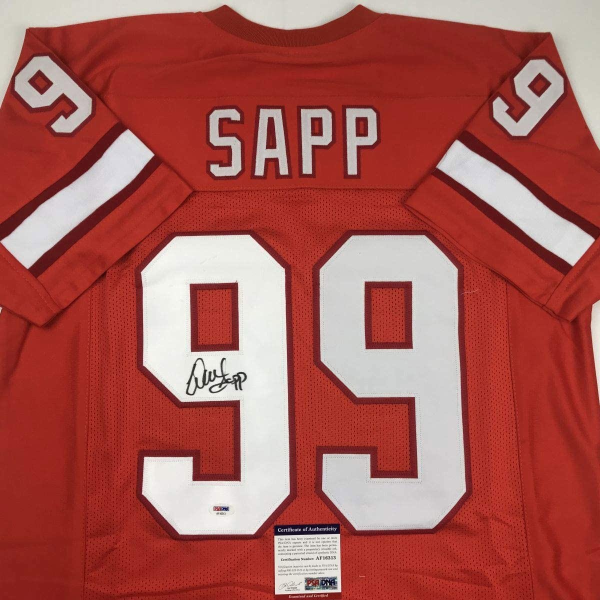 Autographed/Signed Warren Sapp Tampa Bay Orange Retro Jersey PSA/DNA COA