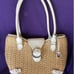 Brighton cream beige leather/rattan purse/bucket bag