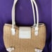 Brighton cream beige leather/rattan purse/bucket bag