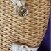 Brighton cream beige leather/rattan purse/bucket bag