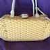 Brighton cream beige leather/rattan purse/bucket bag