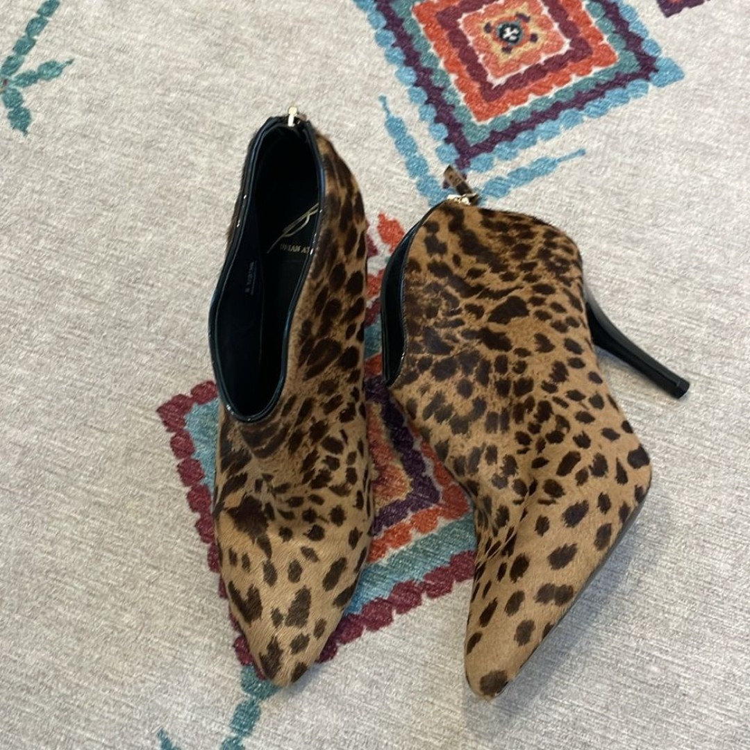 Brian Atwood Calf hair leopard booties