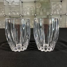 Omega by Waterford - Two Cut Crystal Double Old Fashioned Glasses