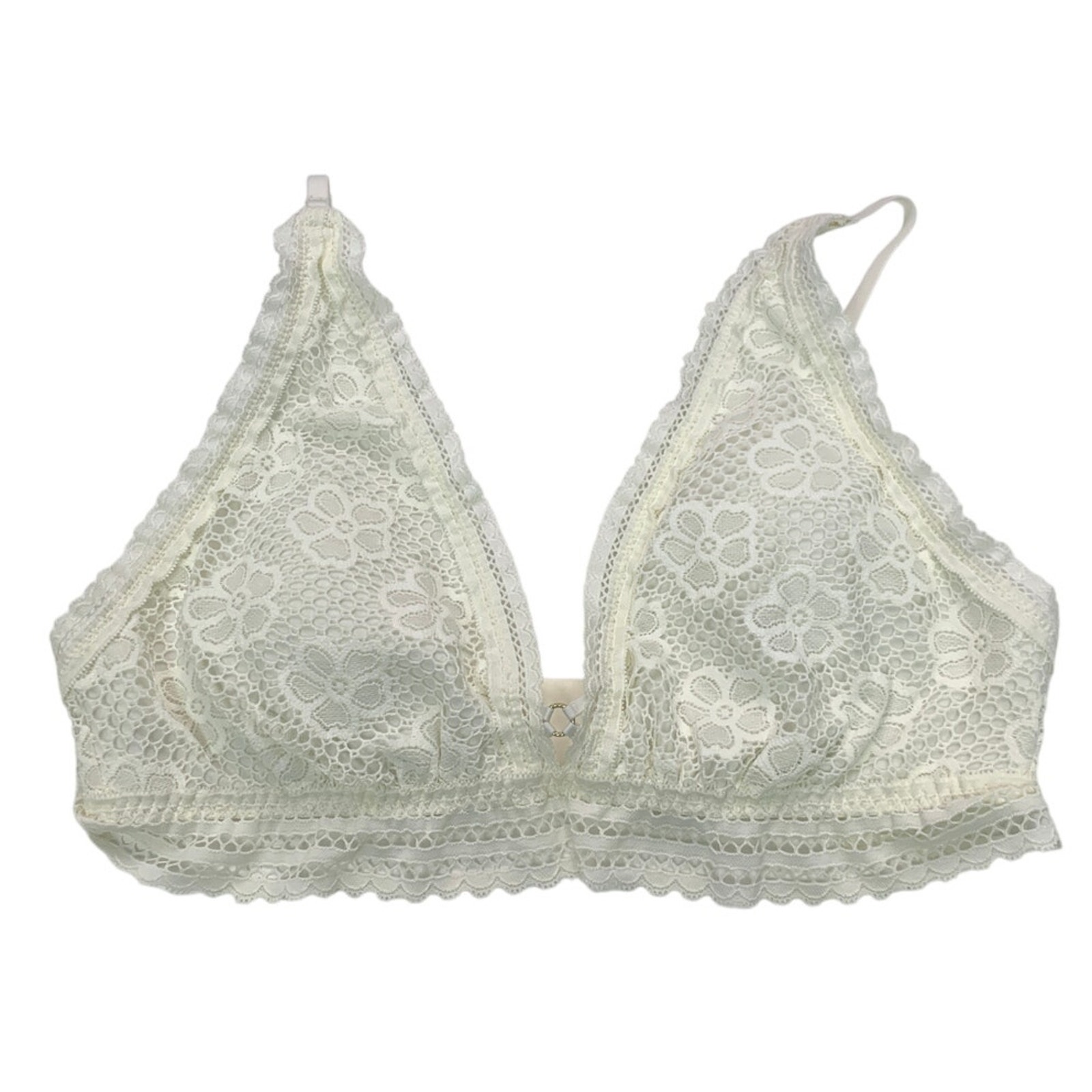 New Aerie Womens XXL Cream Show Off Beachside Lace Padded Triangle 3-Hook Bra