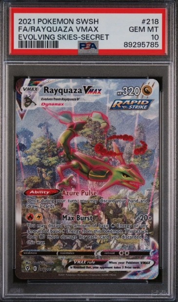 Pokemon Evolving Skies 218/203 Alternate Alt Art Rayquaza VMAX PSA 10 GEM MT!!