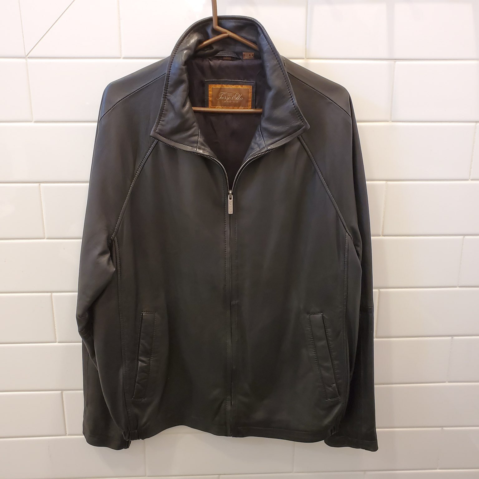 Tasso Elba Bomber Leather Jacket