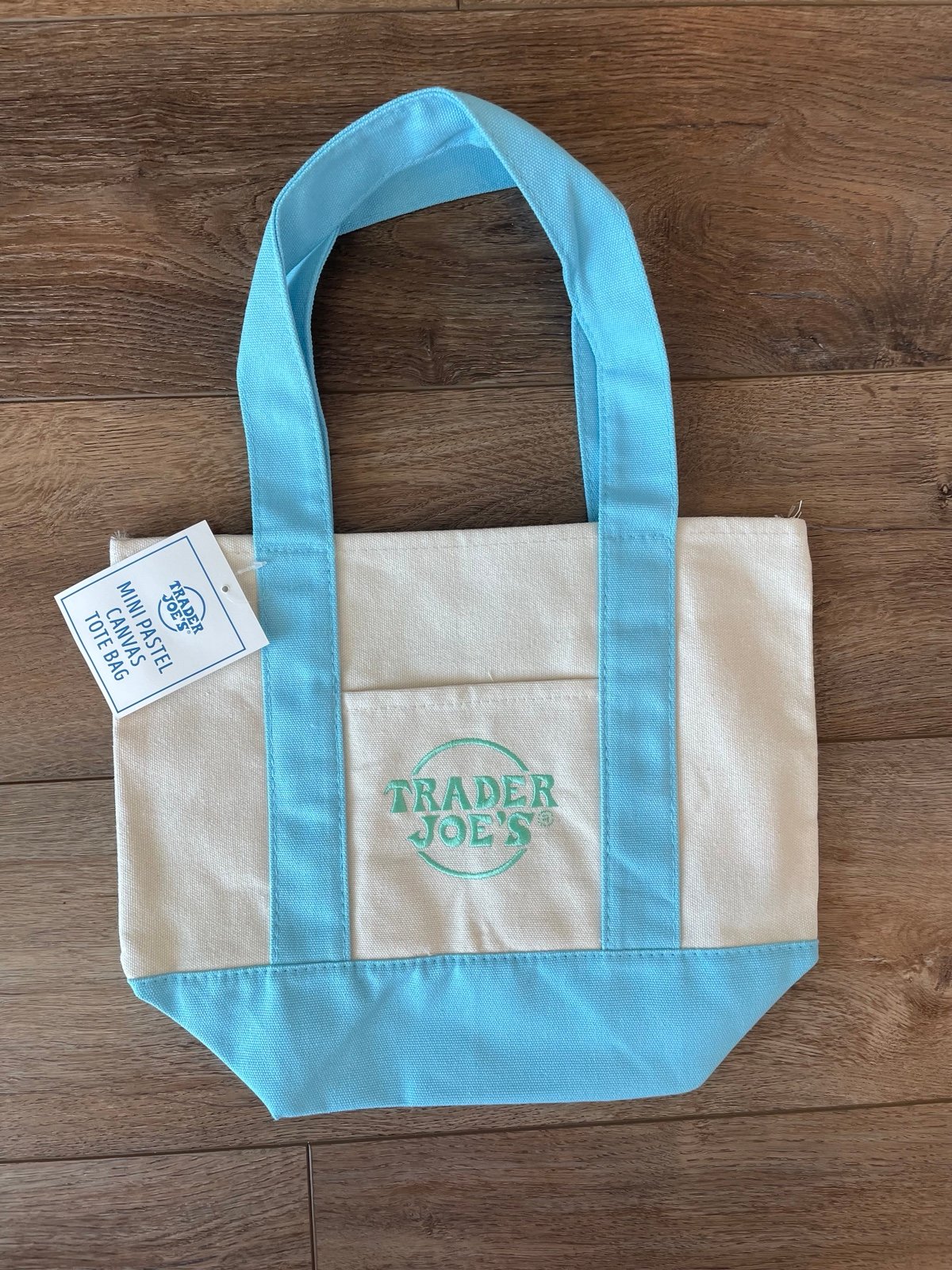 Authentic NWT Trader Joe’s Mini Tote - Pastel Blue