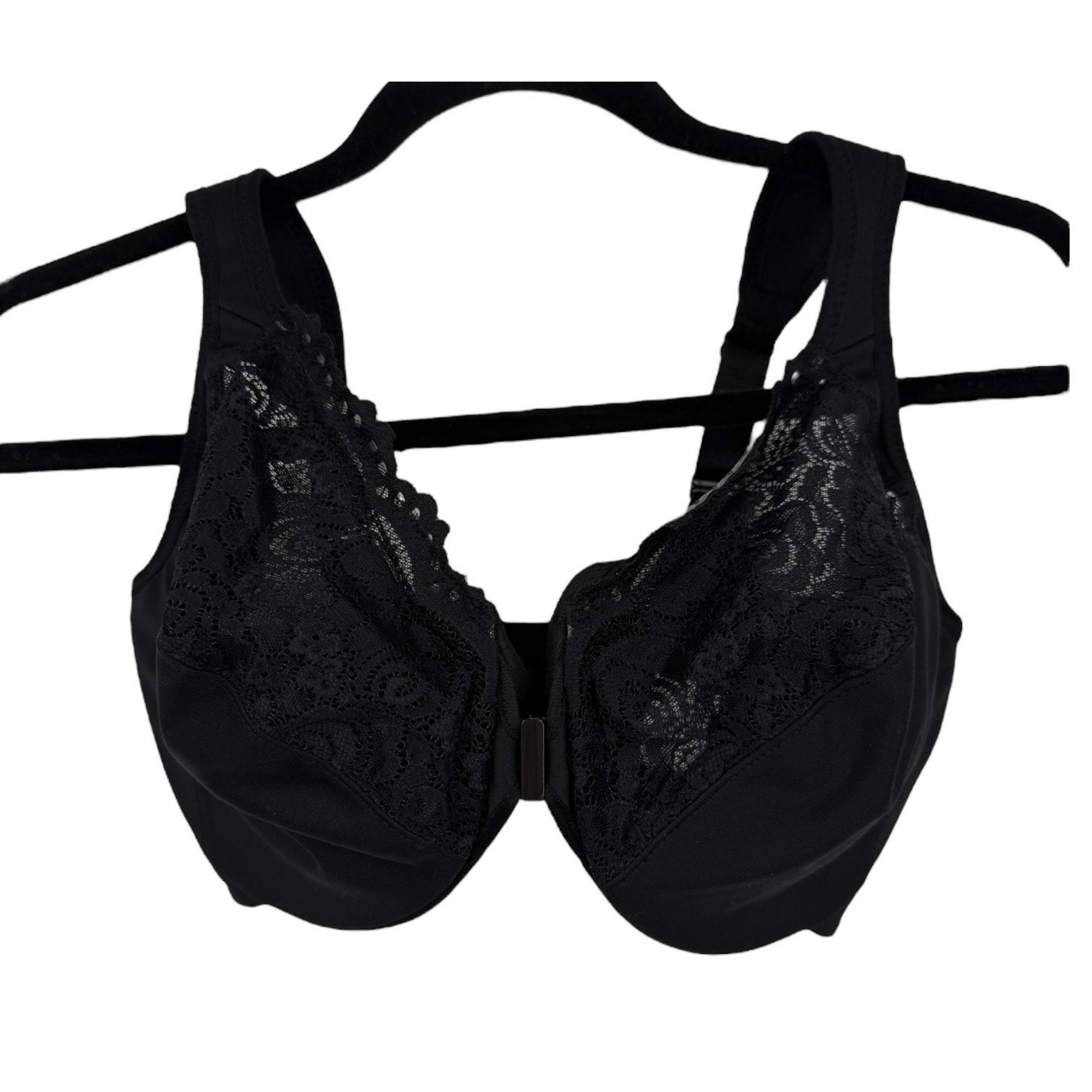 Glamorise Bra 1245 Wonderwire front close underwire black size 34G