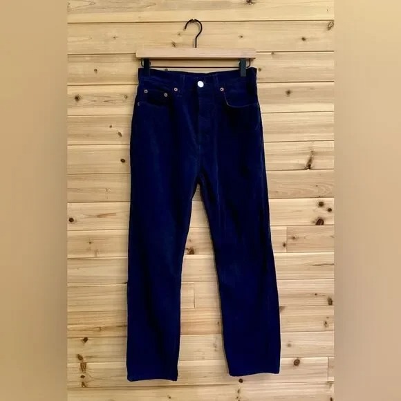 Re/done Originals Size 28 (6) Navy Blue High Rise Stovepipe Corduroy Pants