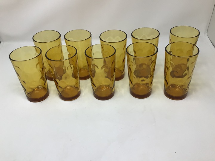 10 Hazel Atlas El Dorado Gold Tumblers 12 Ounce With Orig. Box