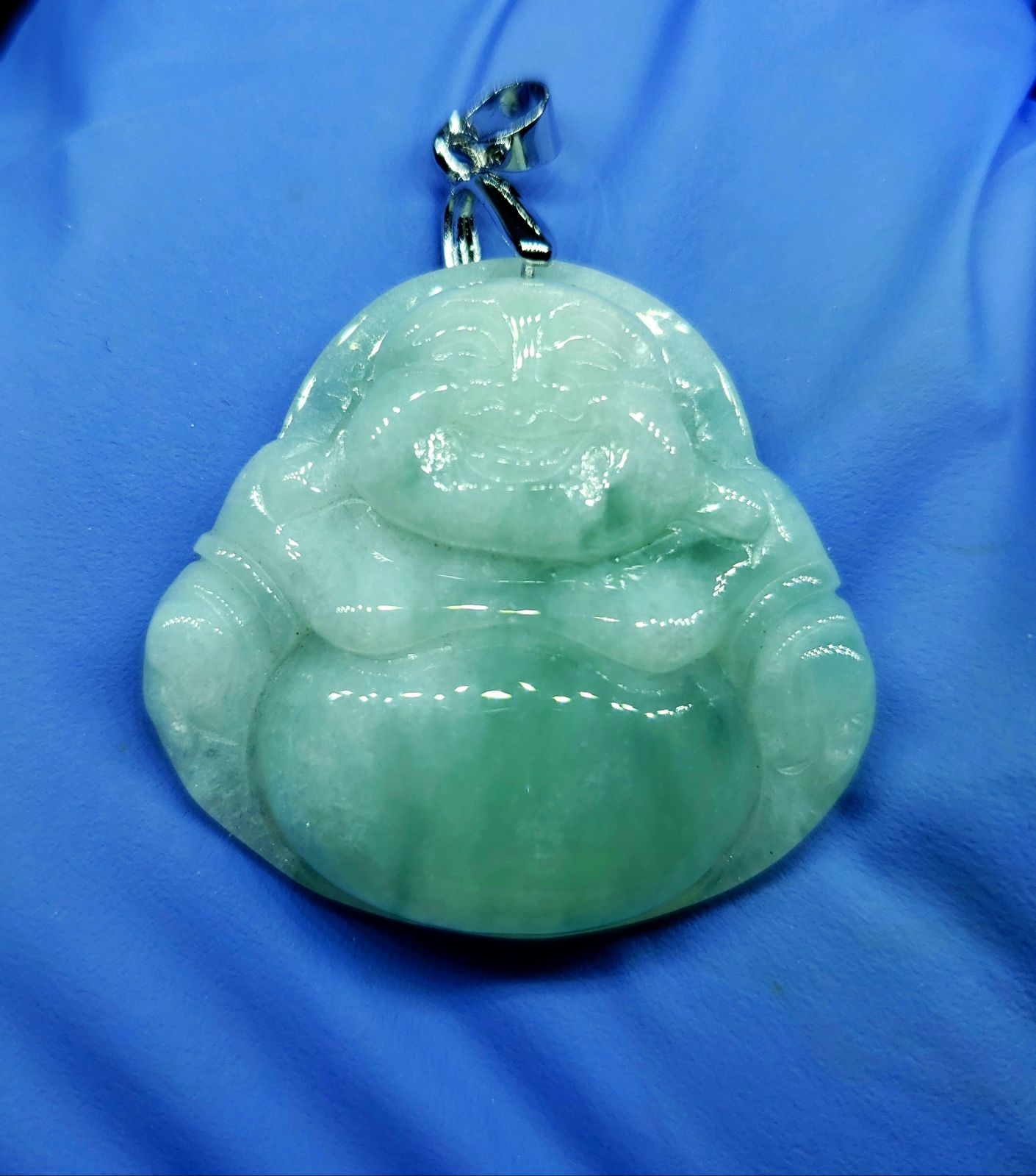Burmese icy type A jadeite jade pendant.