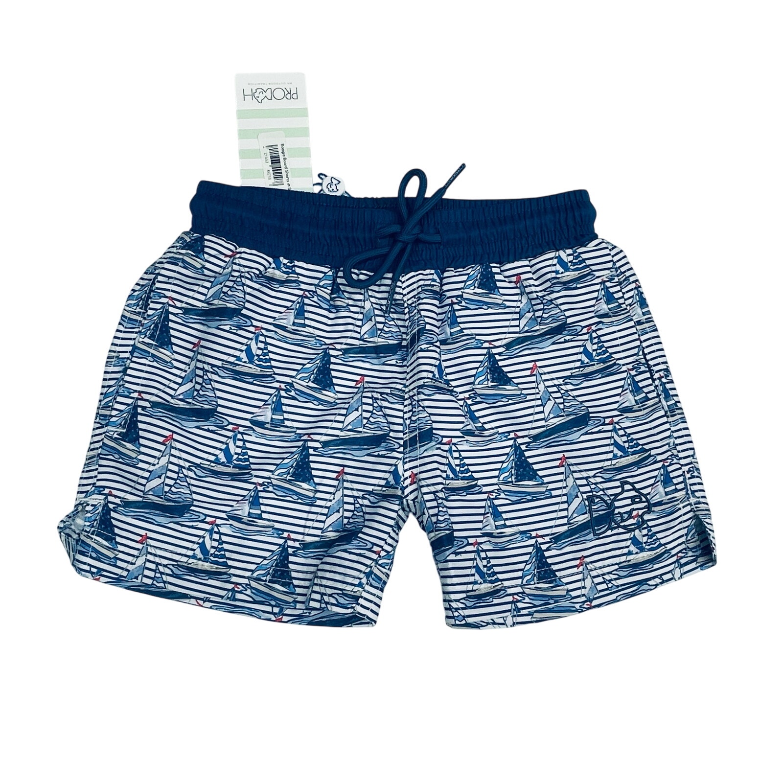 NWT Prodoh Size L (12/14) Boogie Board Shorts in Sailboat & Stripes