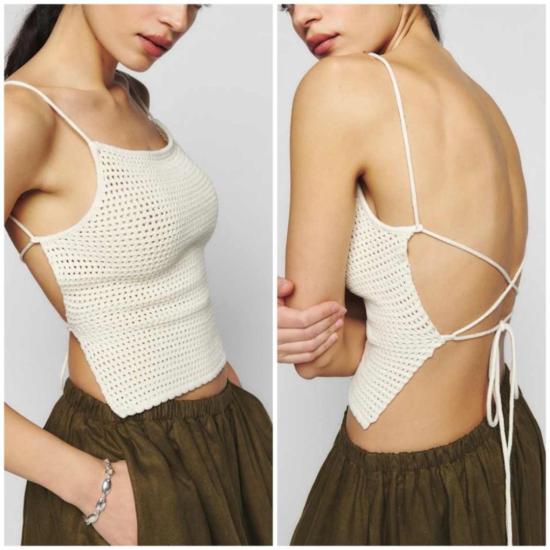 Reformation Linda Cotton Open Back Tank Size XS
