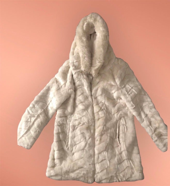 DKNY women coat beige New Look Faux Fur Zip