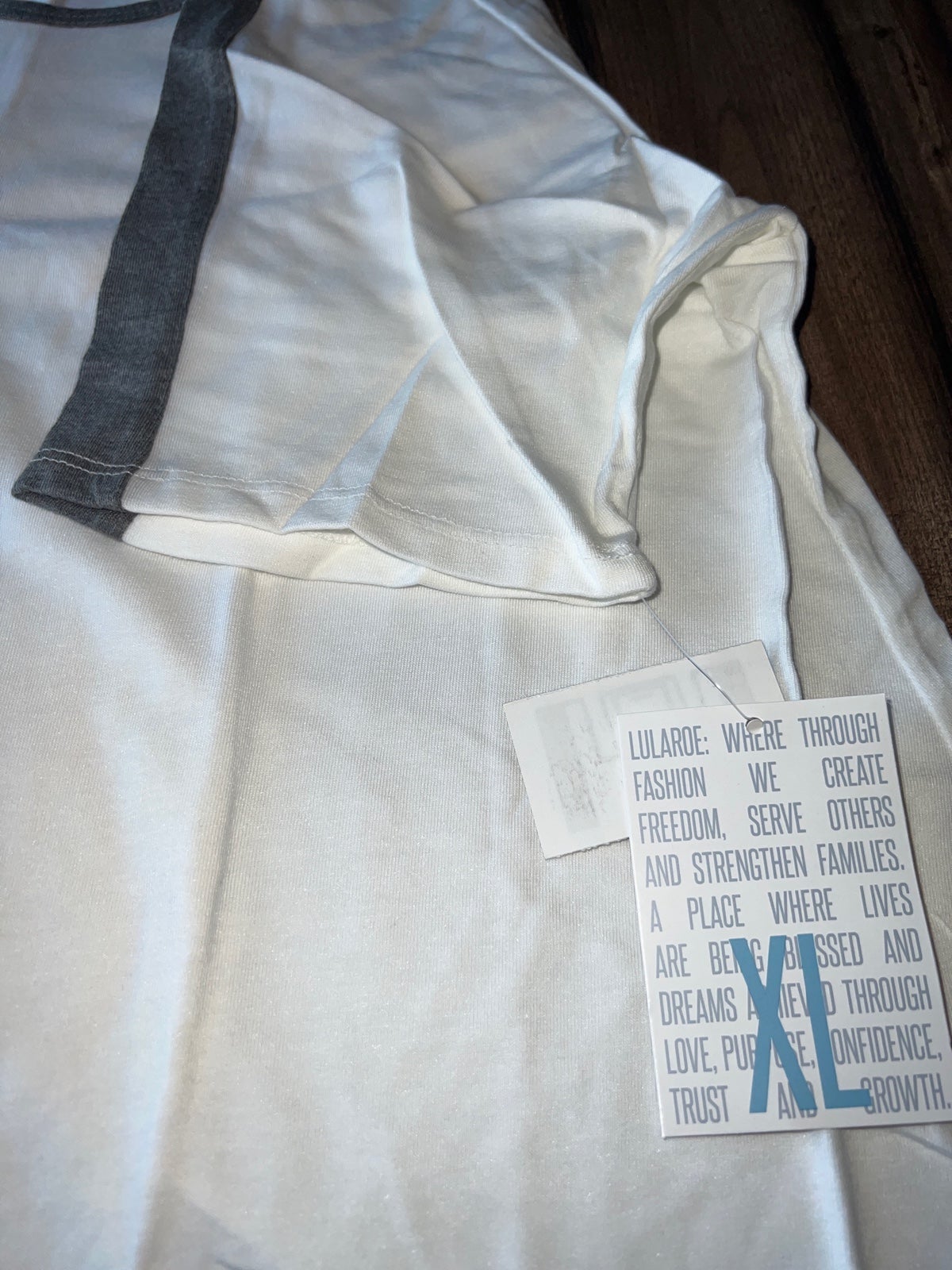 Lularoe Perfect T Tunic XL 18/22 20 Unicorn LLR Full Solid White Gray Trim New