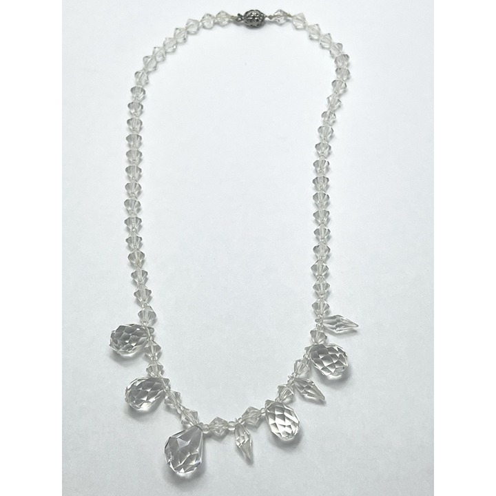 Vintage Crystal Drop Czechoslovakia Necklace - detail