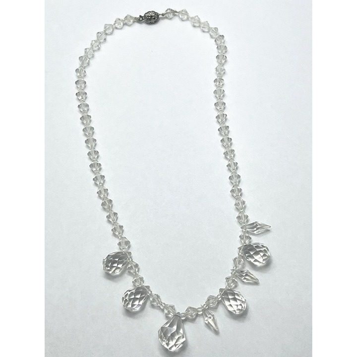 Vintage Crystal Drop Czechoslovakia Necklace - detail