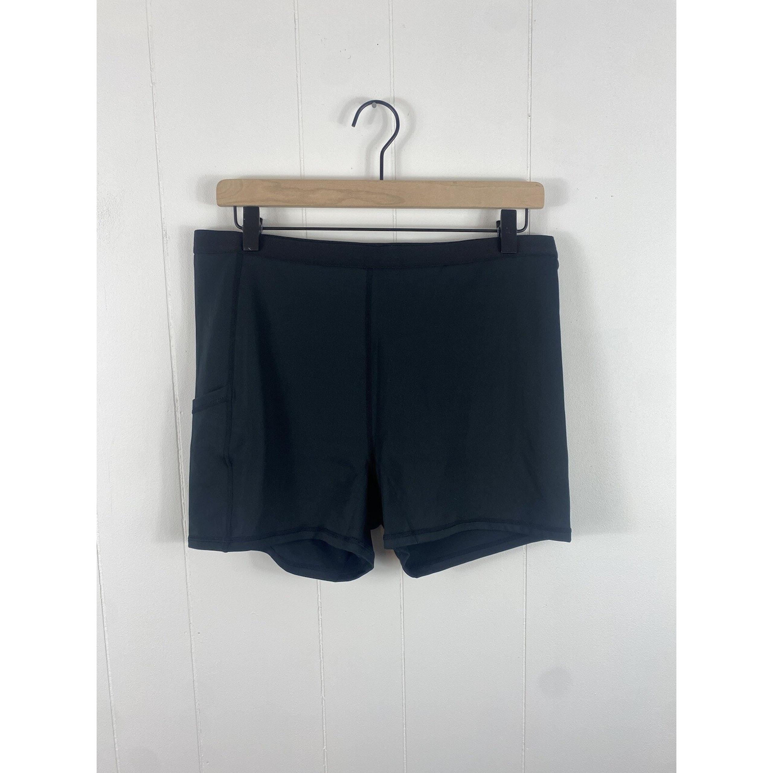 Mono B Black lightweight Biker Gym Athletic Running Shorts Stretch Plus Size 1X