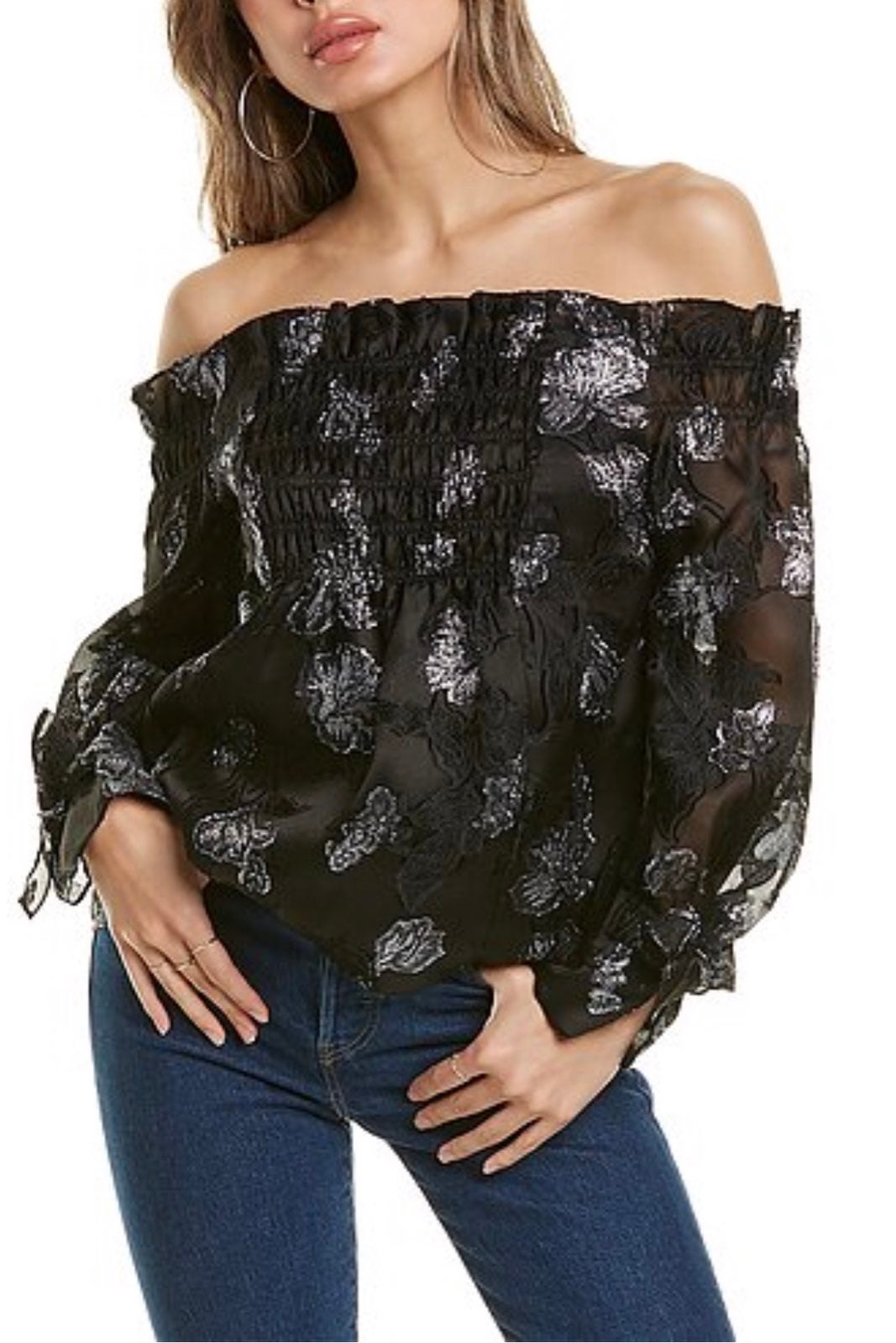 Rebecca Taylor Off-The-Shoulder Silk-Blend Top
