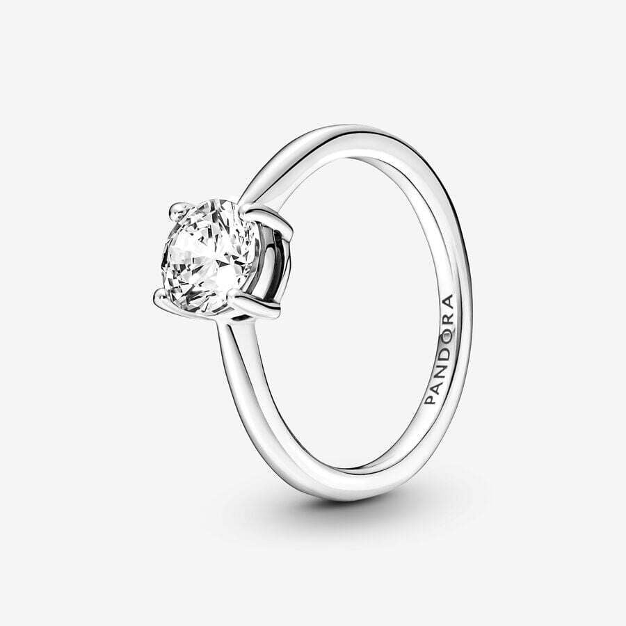 Pandora Sparkling Solitaire Ring Sterling Silver With Gift Box 190052C01 New