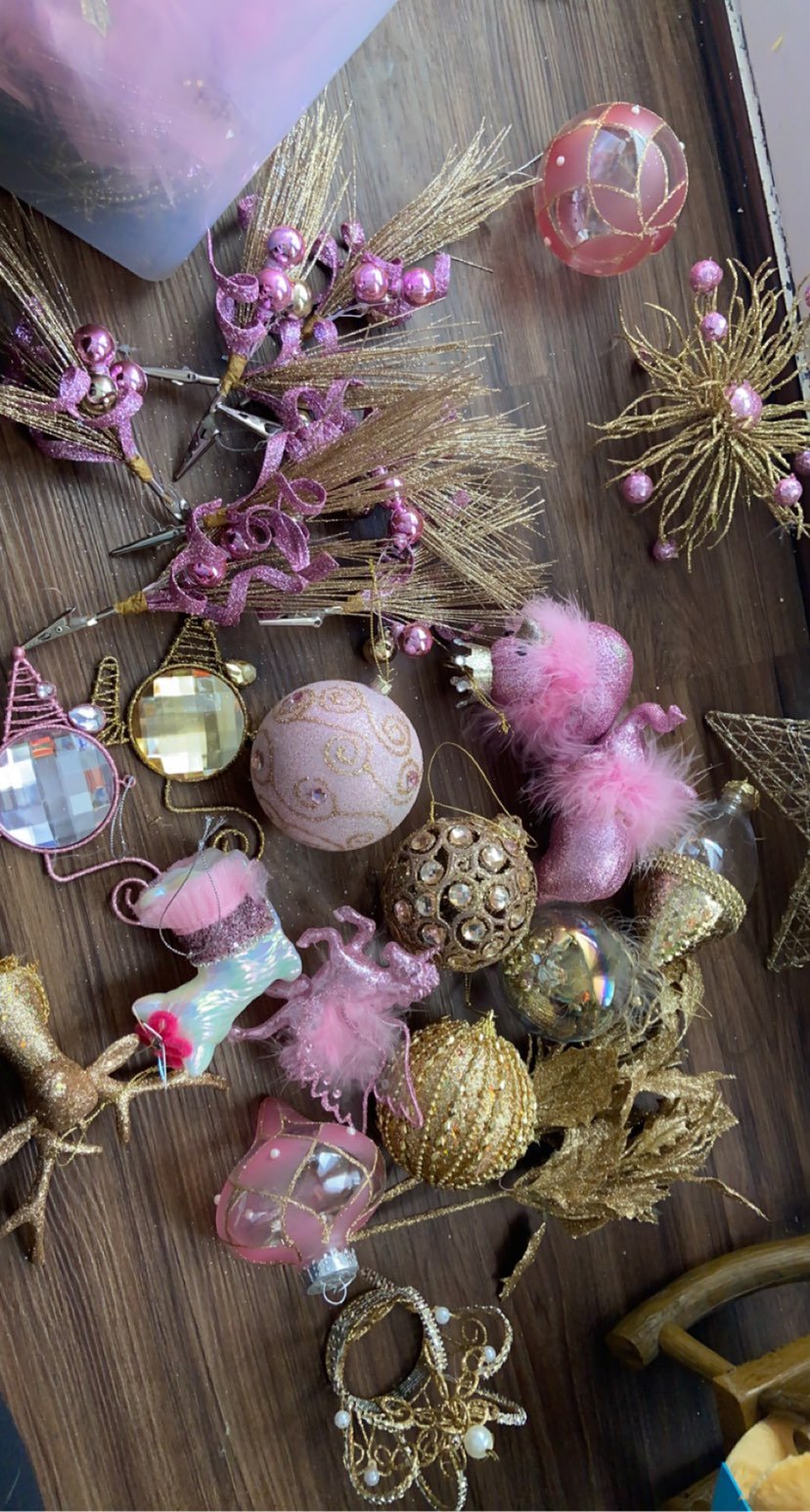Pink & Gold Christmas Ornaments