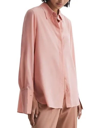 Reiss Kia silk women pale pink shirt