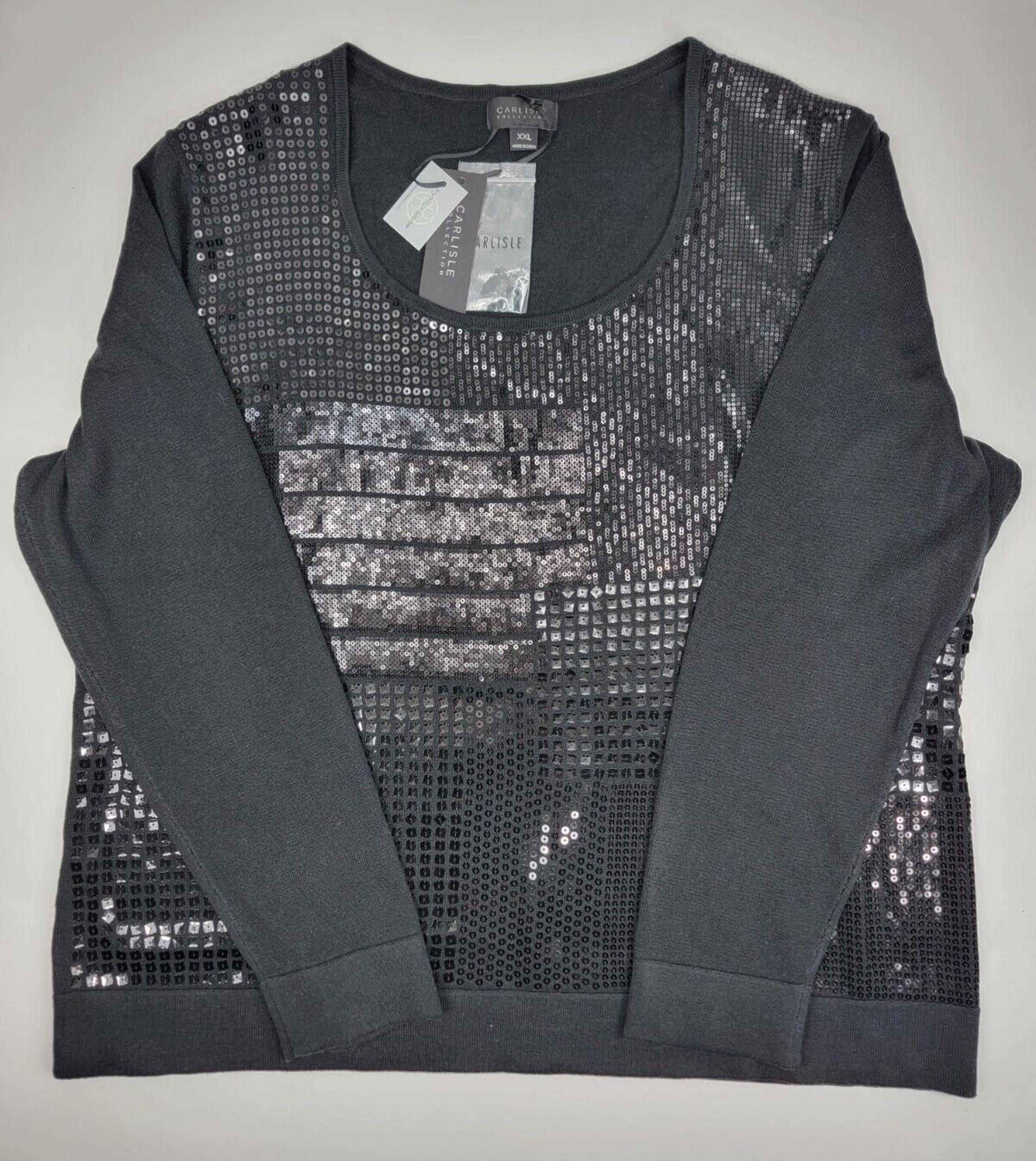 NEW CARLISLE COLLECTION Carnegie Sequin Silk Sweater Top Women's Size XXL NWT
