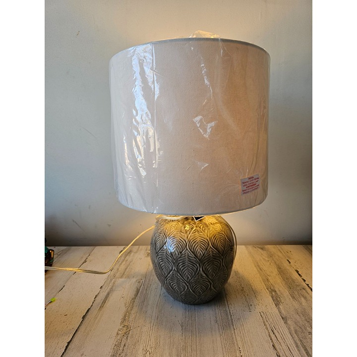 Pier 1 table lamp leaf gray ceramic retired rare new
