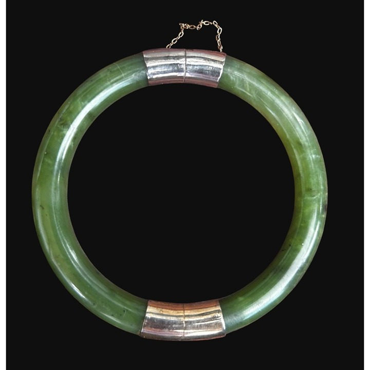 Women's Vintage Sterling silver Jade Bangle Bracelet