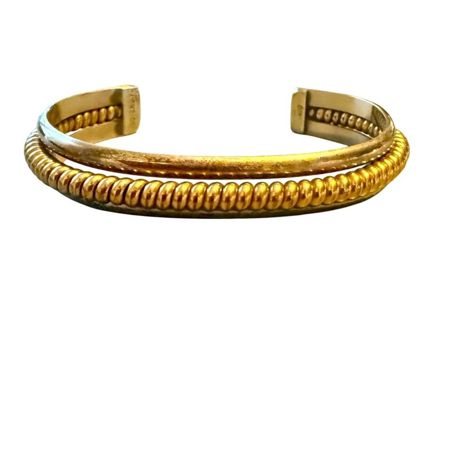 Sterling Silver 12K Gold Filled Rope Cuff Bracelet