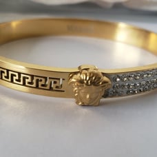 18K Gold Plated Medusa Greek bracelet Bangle Cuff Style Solid Stainless Steel