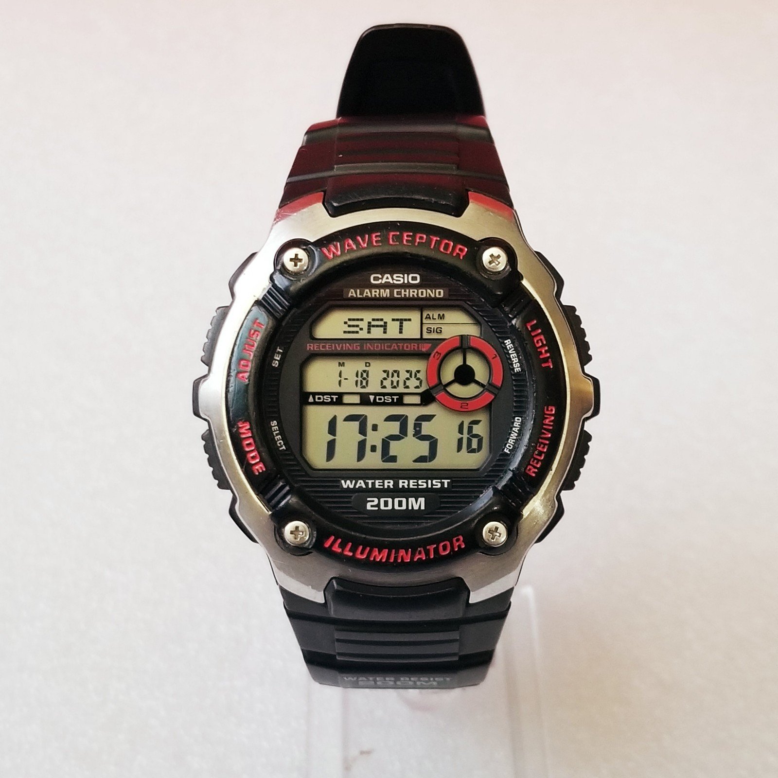 ⌚Casio WV-200A-1A Mens WAVECEPTOR Watch Digital Black Atomic Sports 45mm running