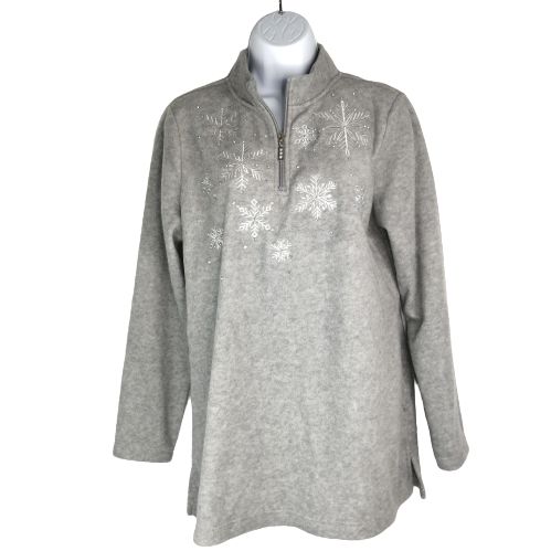 Quacker Factory Embroidered Half Zip Fle