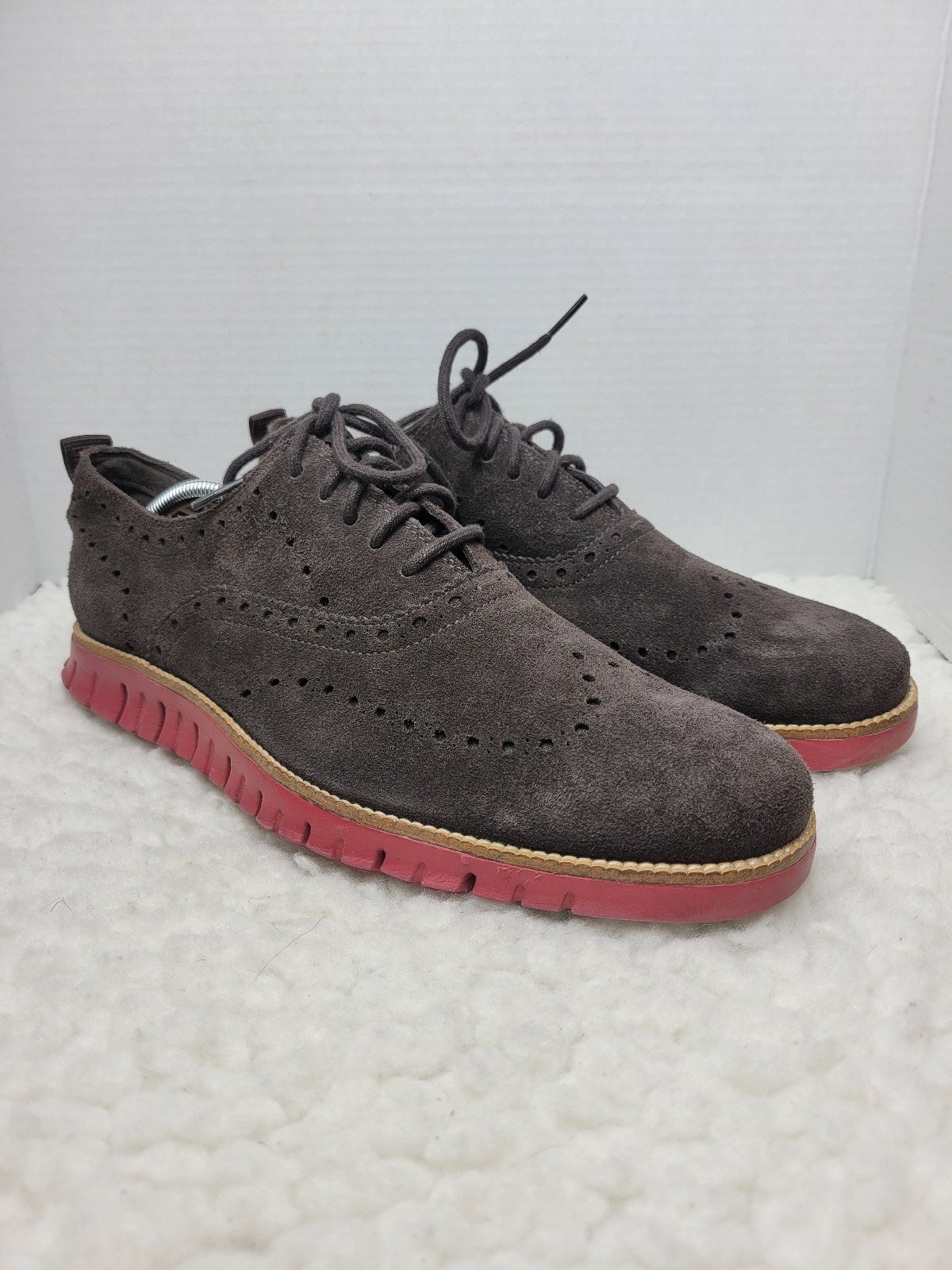 Cole Haan Shoes Men’s 11.5 M Brown Red Zerogrand Wingtip Oxfords Suede C27224